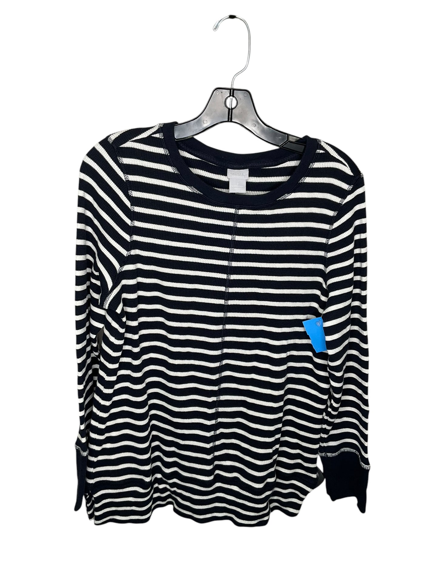 Top Long Sleeve By Chicos In Striped Pattern, Size: 2