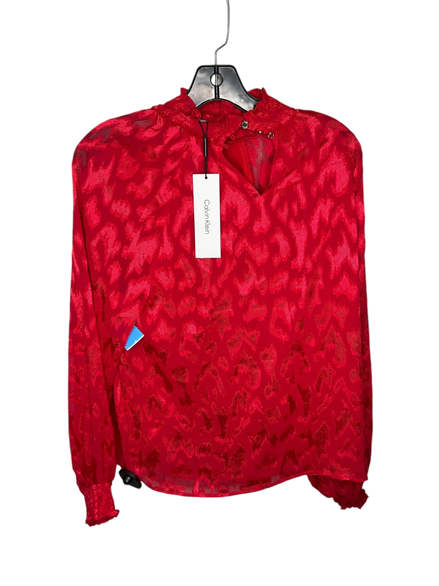 Top Long Sleeve By Calvin Klein In Red, Size: M