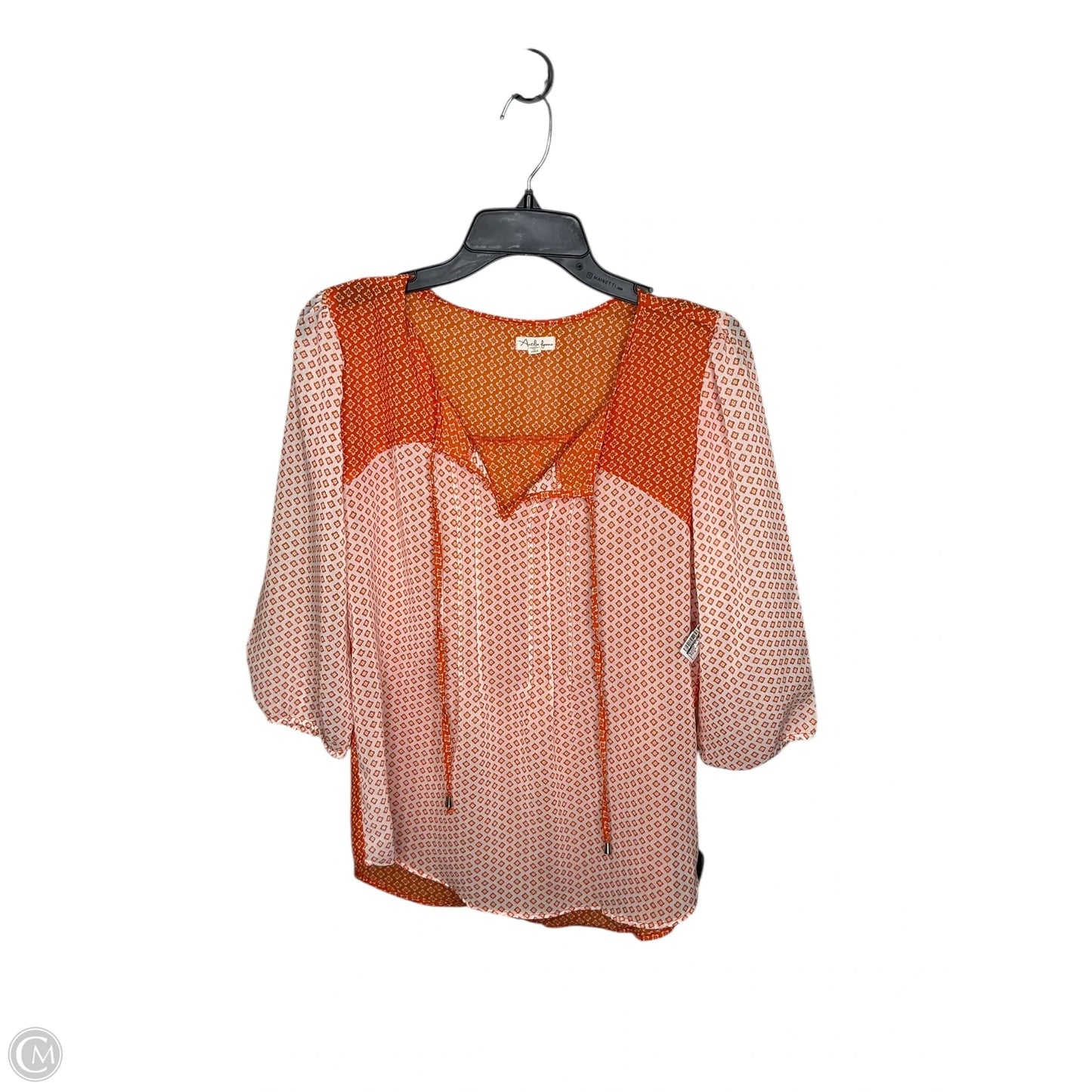 Blouse 3/4 Sleeve By Clothes Mentor In Orange, Size: M
