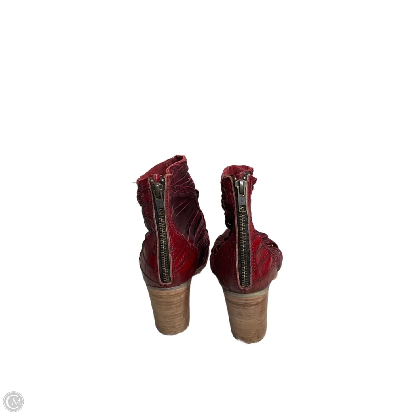 Sandals Heels Block By Freebird In Red, Size: 7