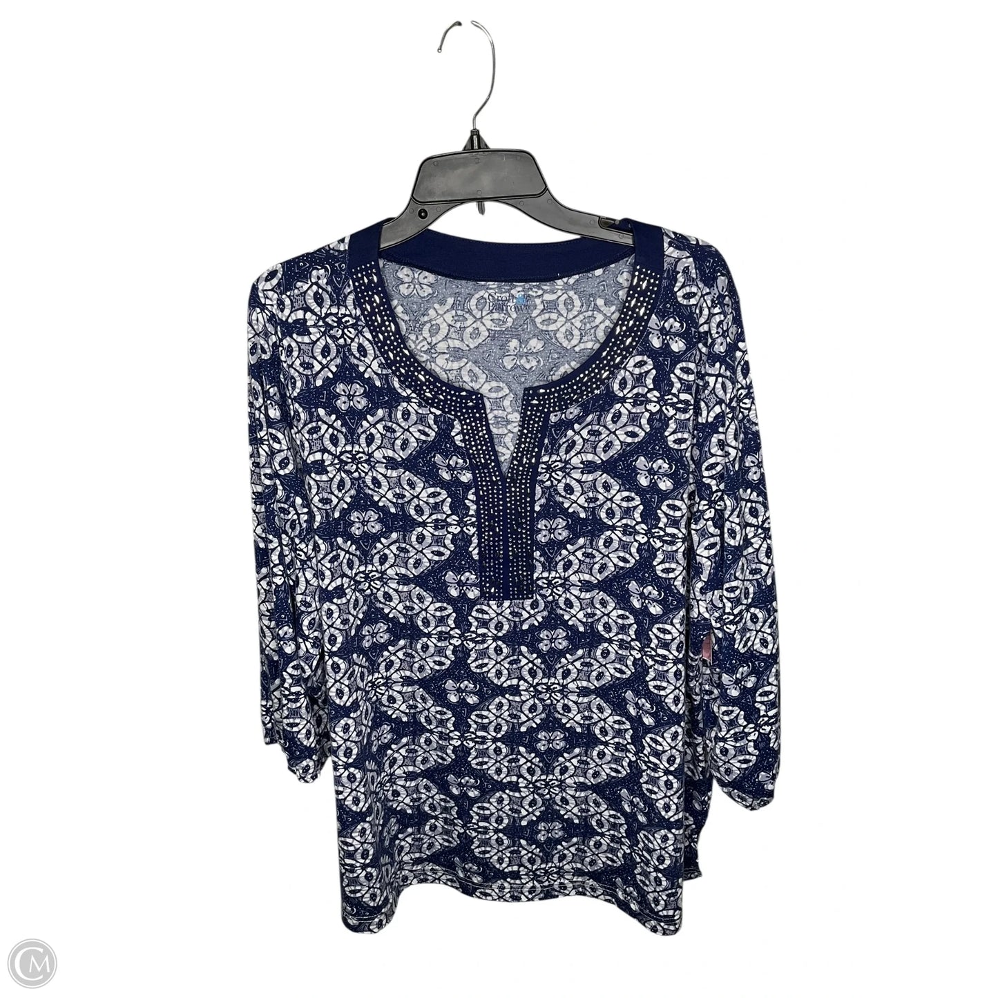 Top Long Sleeve By Croft And Barrow In Blue, Size: 2x
