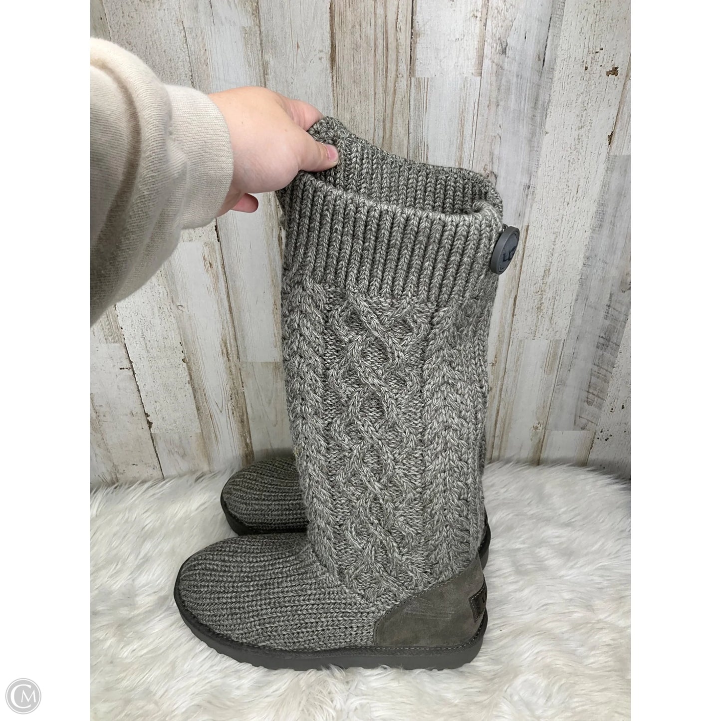 Boots Designer By Ugg In Grey, Size: 10