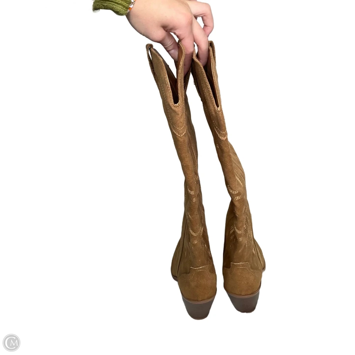 Boots Knee Heels By Sugar In Brown, Size: 10