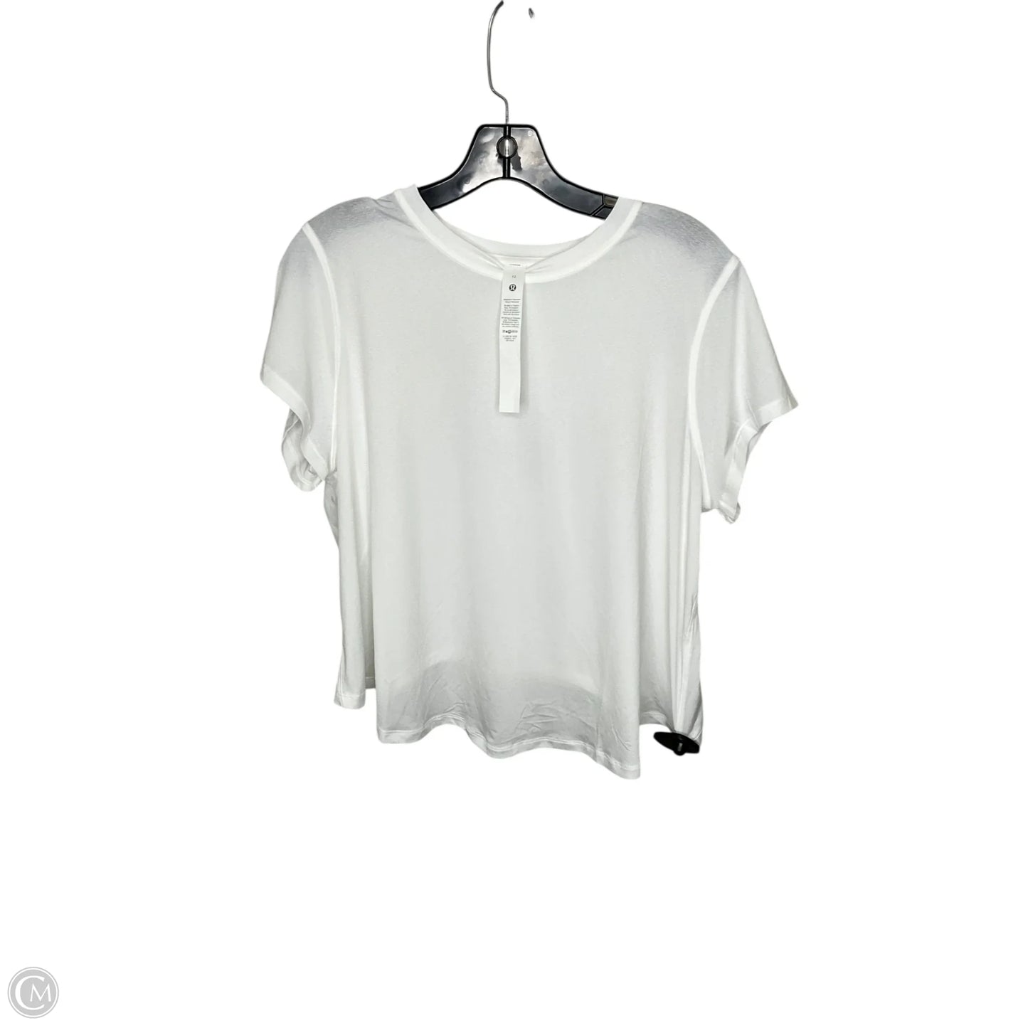 Athletic Top Short Sleeve By Lululemon In White, Size: 12