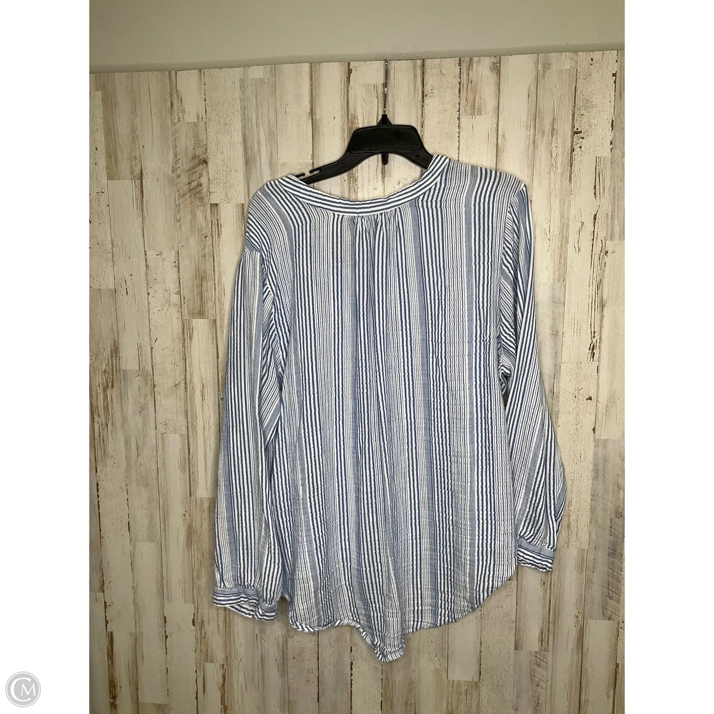 Top Short Sleeve By Lucky Brand In Blue & White, Size: 2x