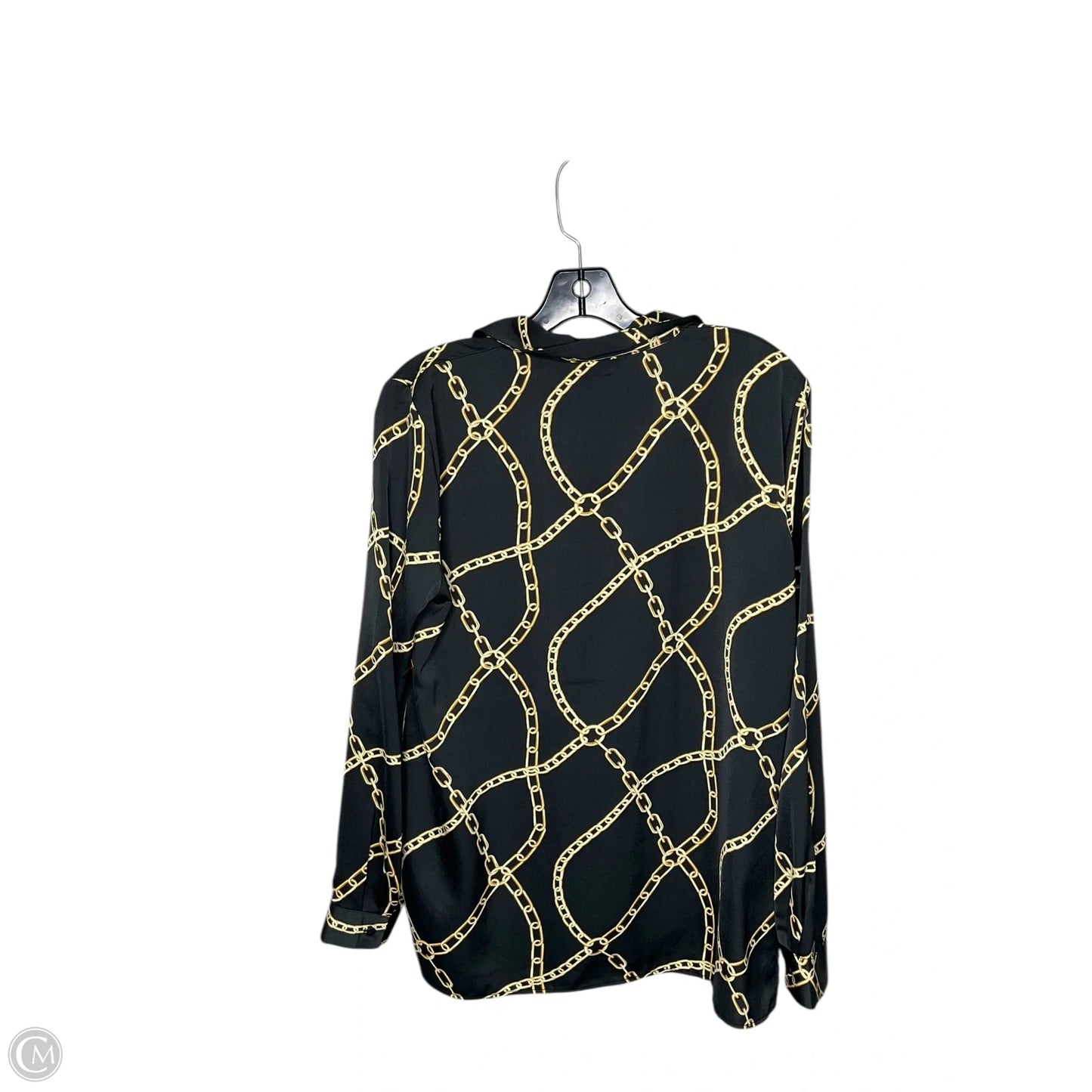 Blouse Long Sleeve By Modern Works In Black & Gold, Size: M