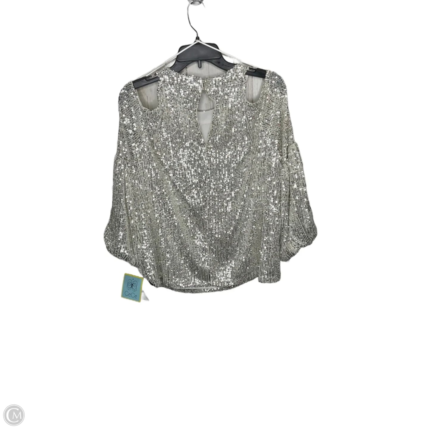 Top Long Sleeve By Cece In Silver, Size: L