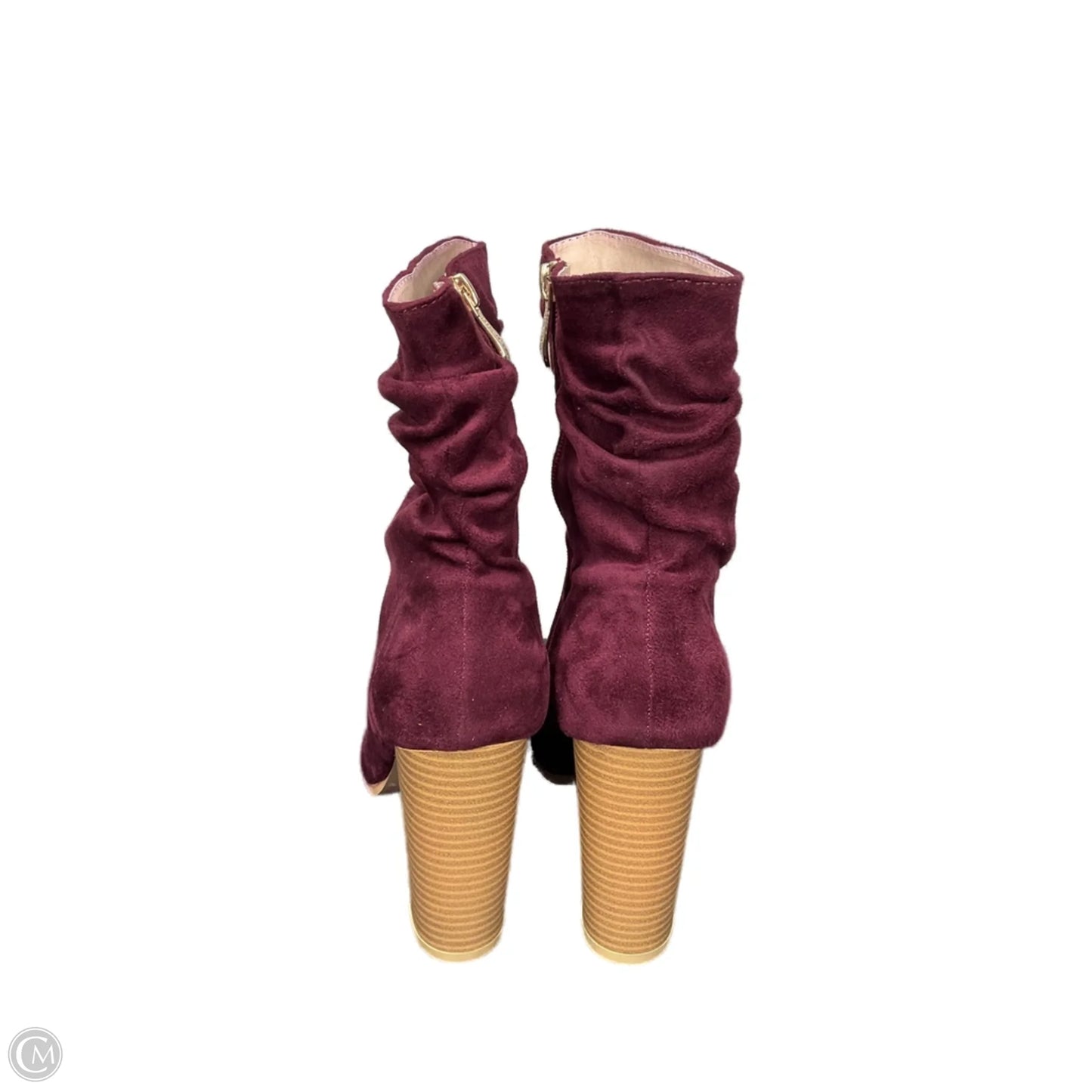 Boots Mid-calf Heels By Clothes Mentor In Maroon, Size: 7.5