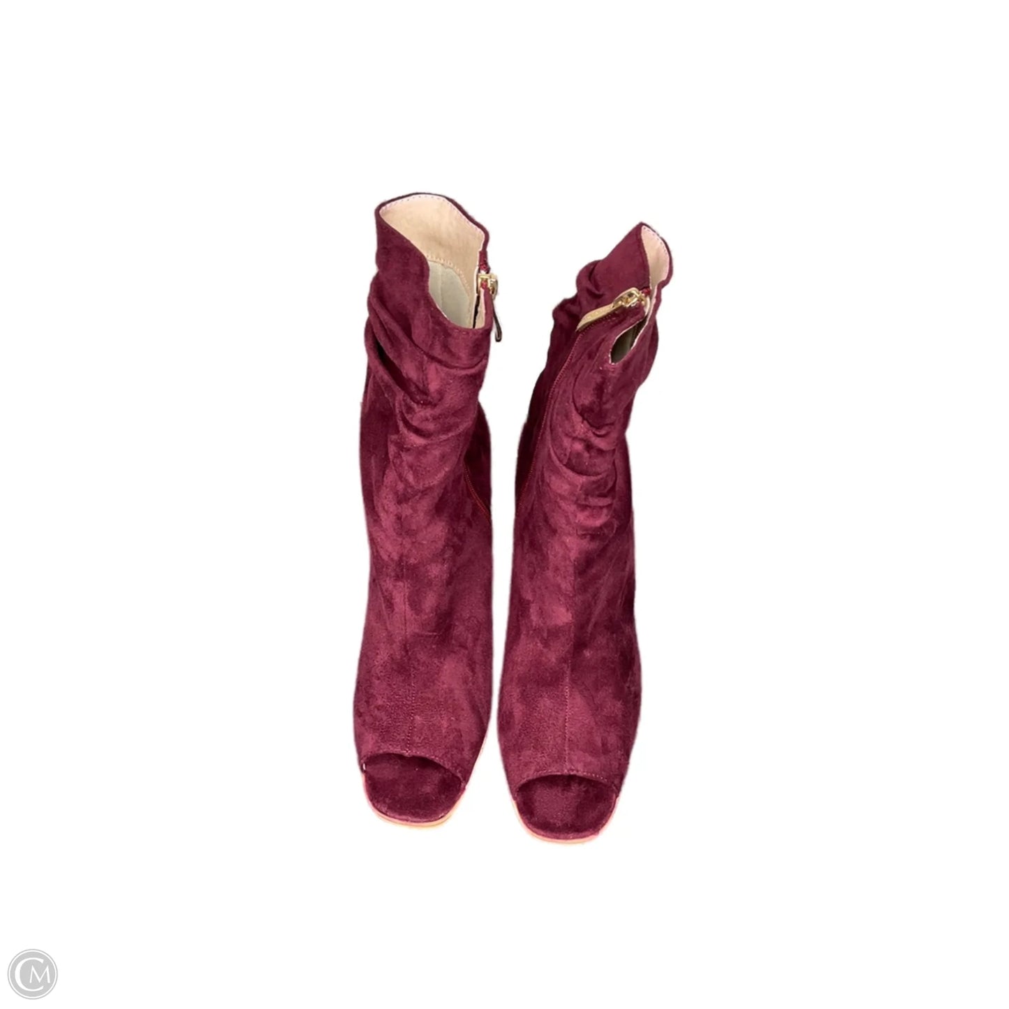 Boots Mid-calf Heels By Clothes Mentor In Maroon, Size: 7.5
