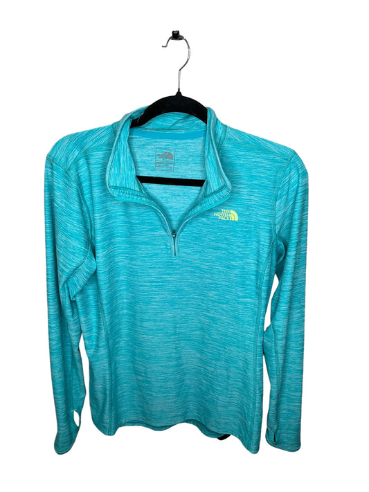 Athletic Top Long Sleeve Collar By North Face In Blue, Size: L