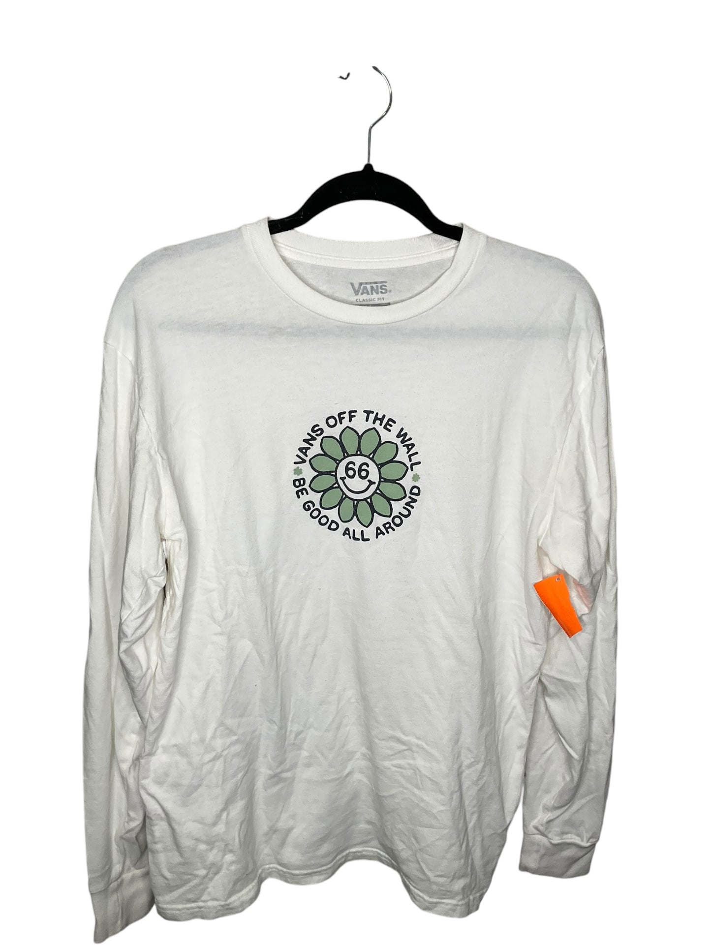 Top Long Sleeve By Vans In Cream, Size: M