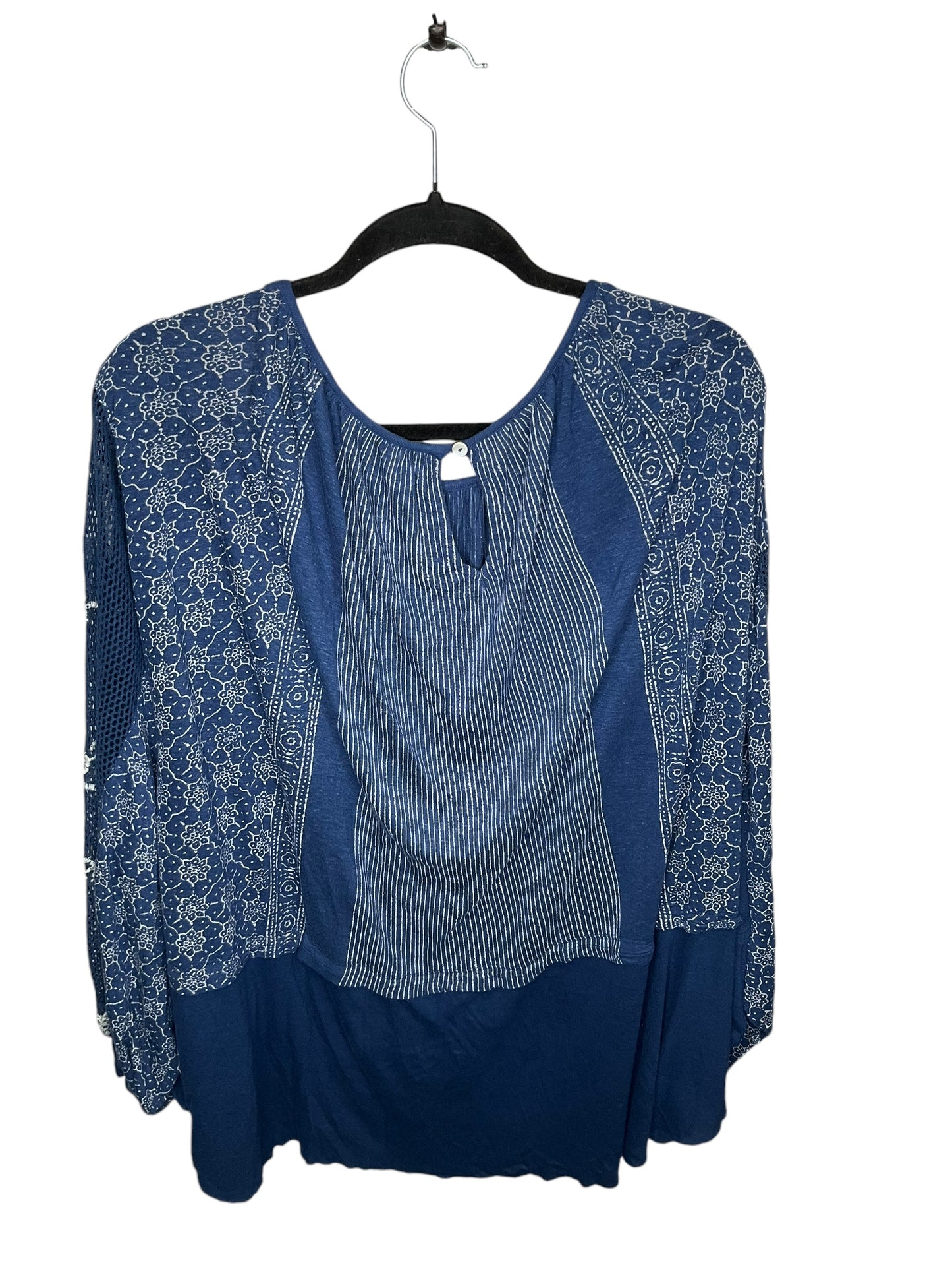 Top 3/4 Sleeve By Free People In Blue, Size: L