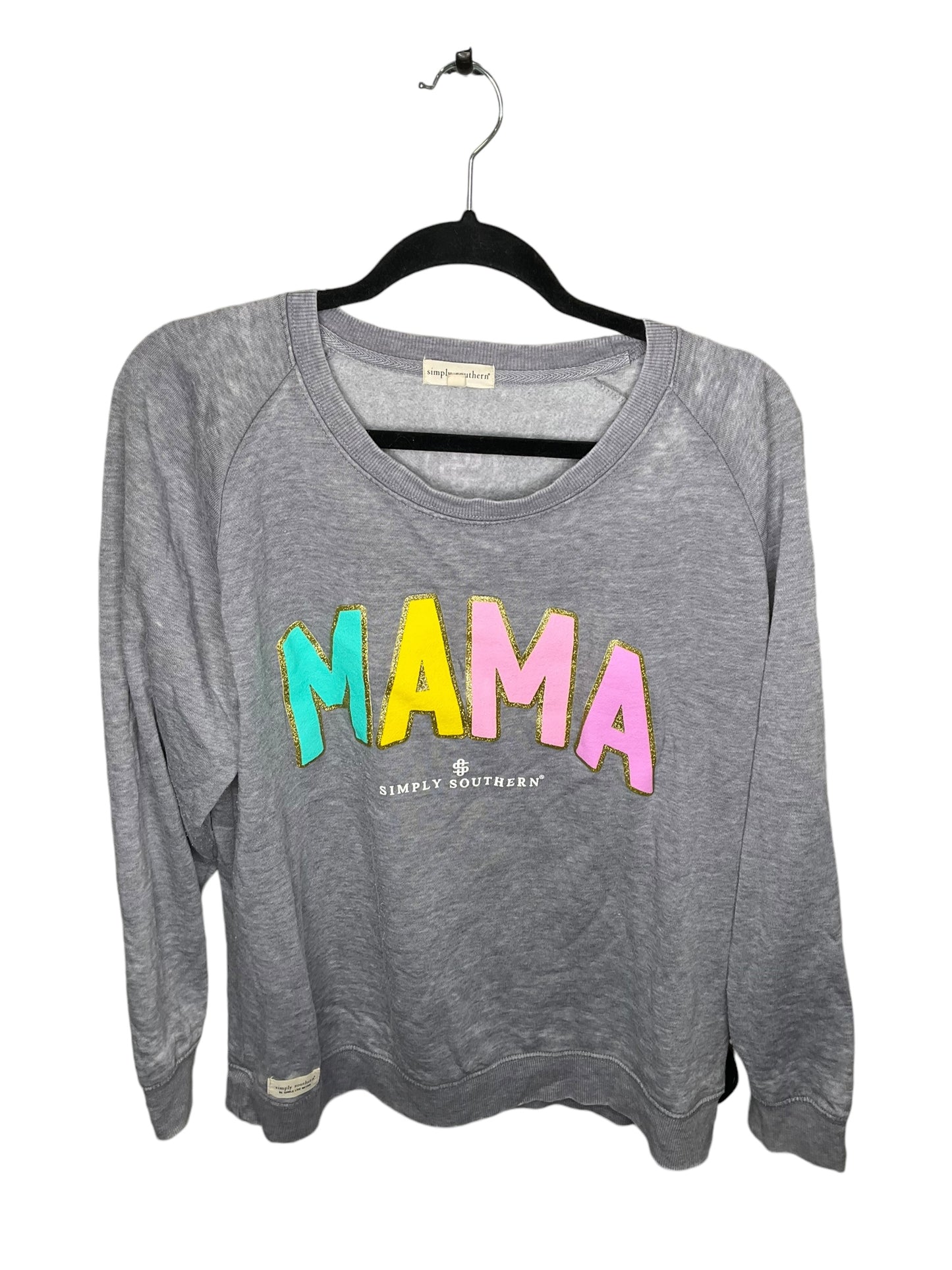 Sweatshirt Crewneck By Simply Southern In Grey, Size: M