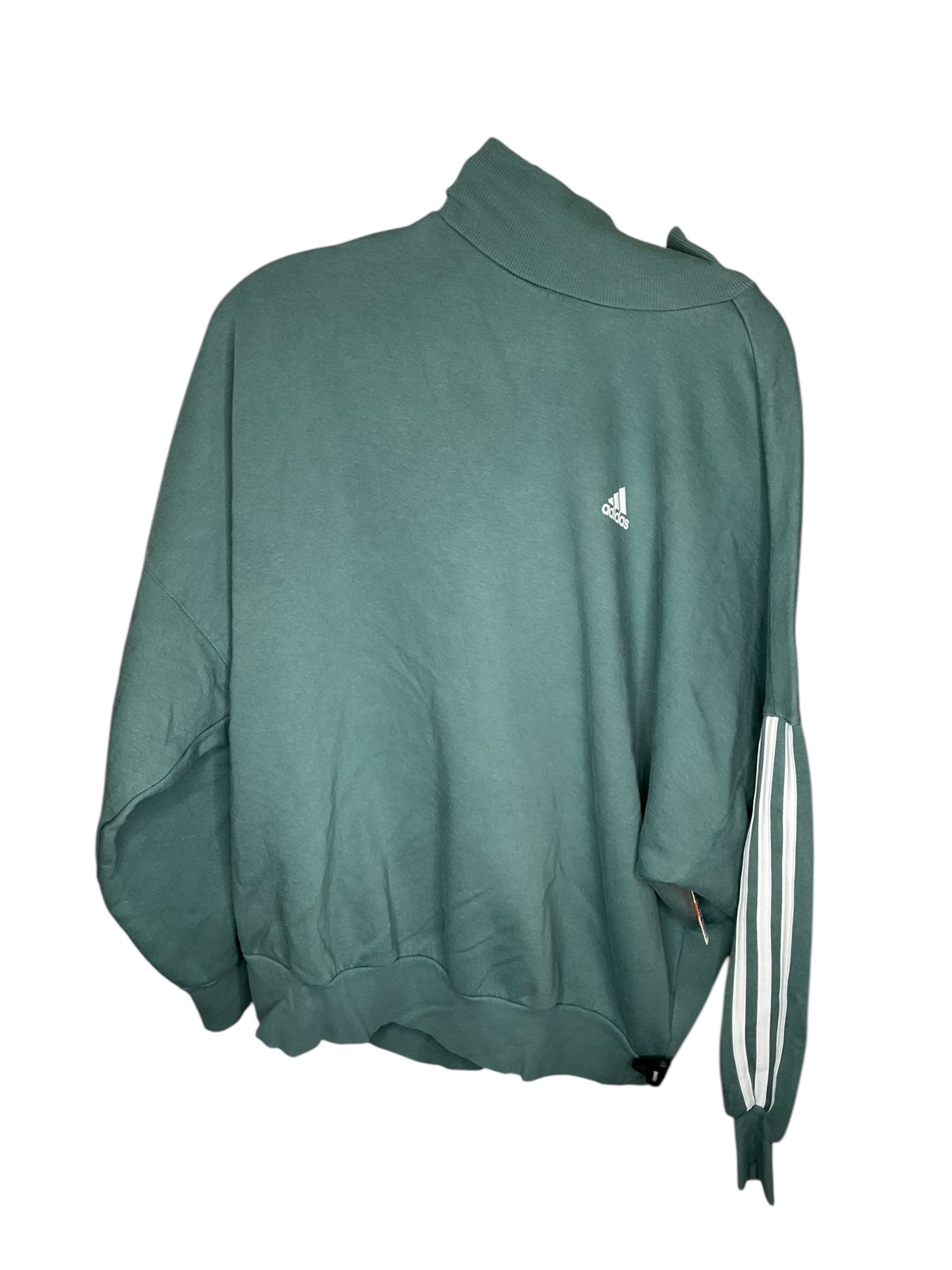 Athletic Sweatshirt Collar By Adidas In Green, Size: L