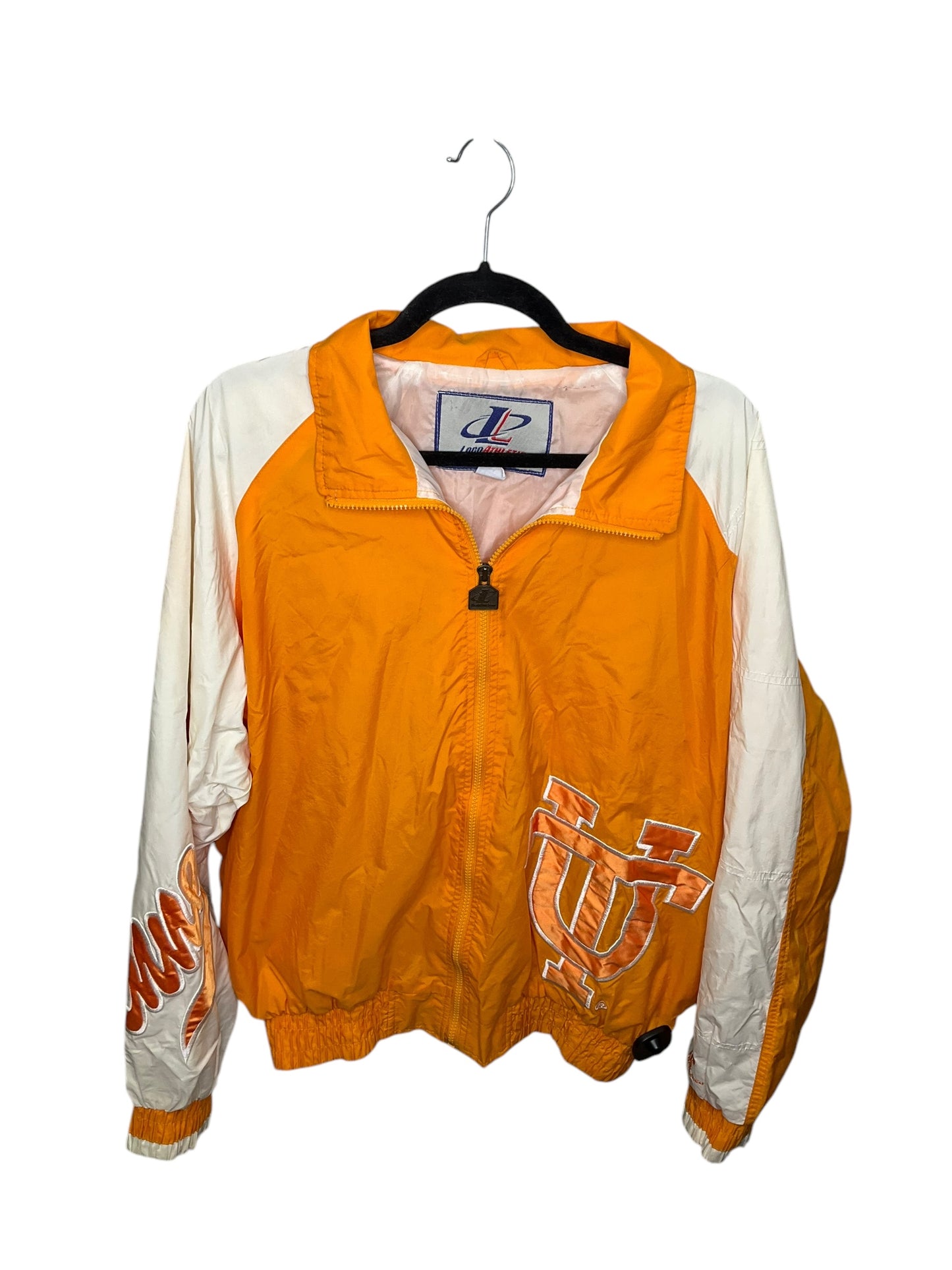 Jacket Windbreaker By Logo In Orange & White, Size: L