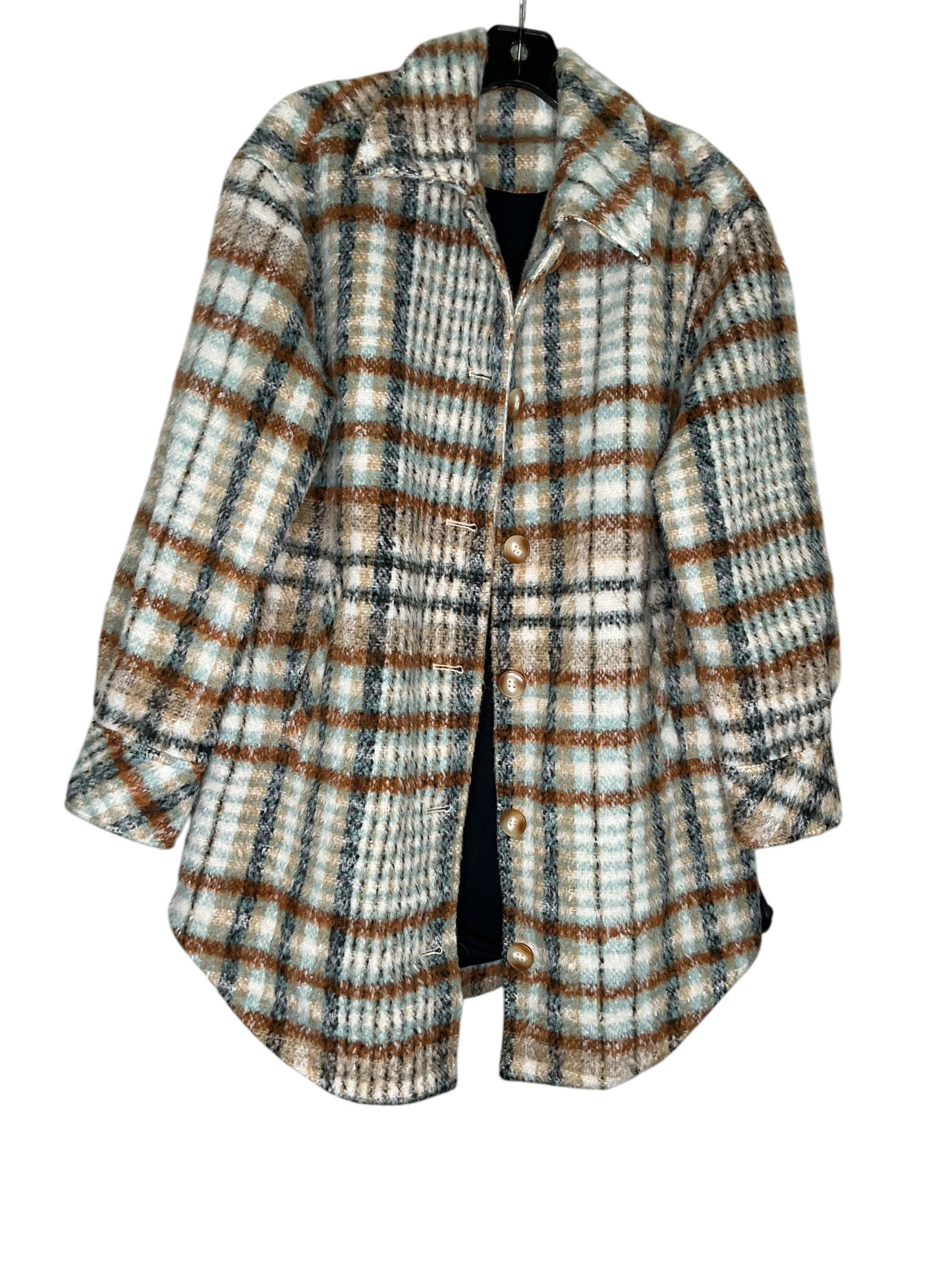 Coat Peacoat By Clothes Mentor In Plaid Pattern, Size: S