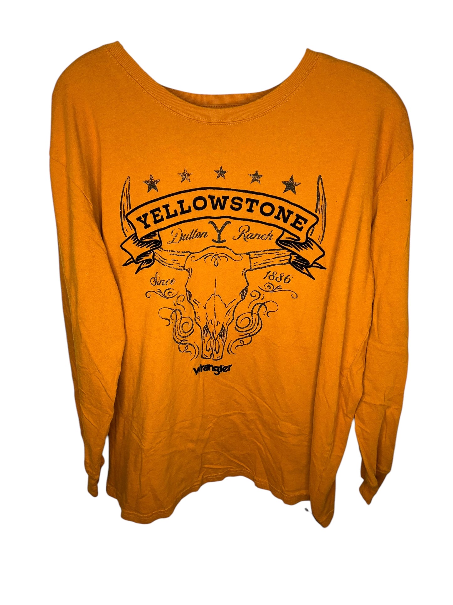 Top Long Sleeve By Wrangler In Orange, Size: L