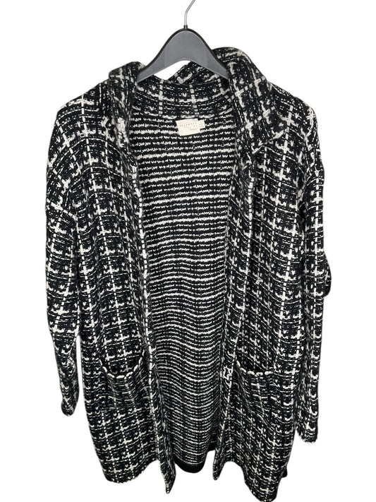 Sweater Cardigan By Dreamers In Black & White, Size: L