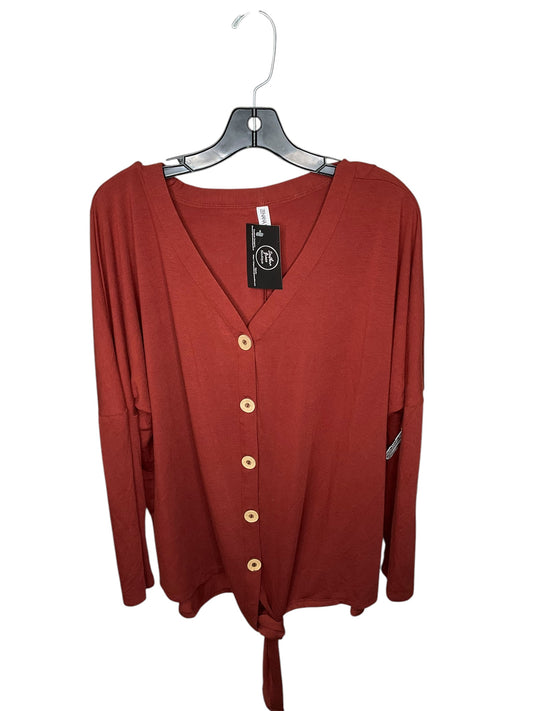 Top Long Sleeve By Zenana Outfitters In Brown, Size: Xl