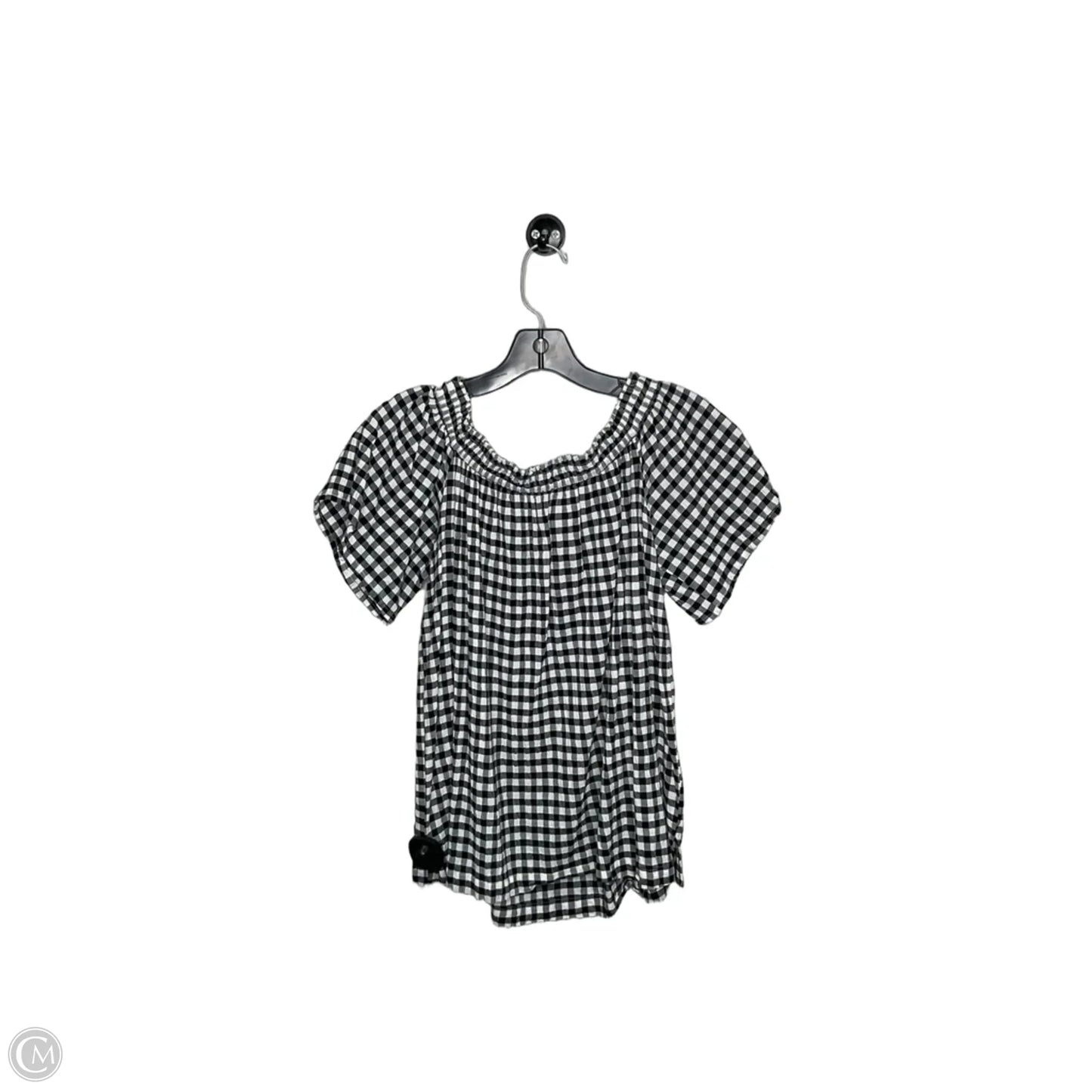 Top Short Sleeve By Loft In Plaid Pattern, Size: M