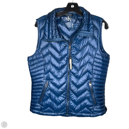 Vest Puffer & Quilted By Calvin Klein In Blue, Size: L