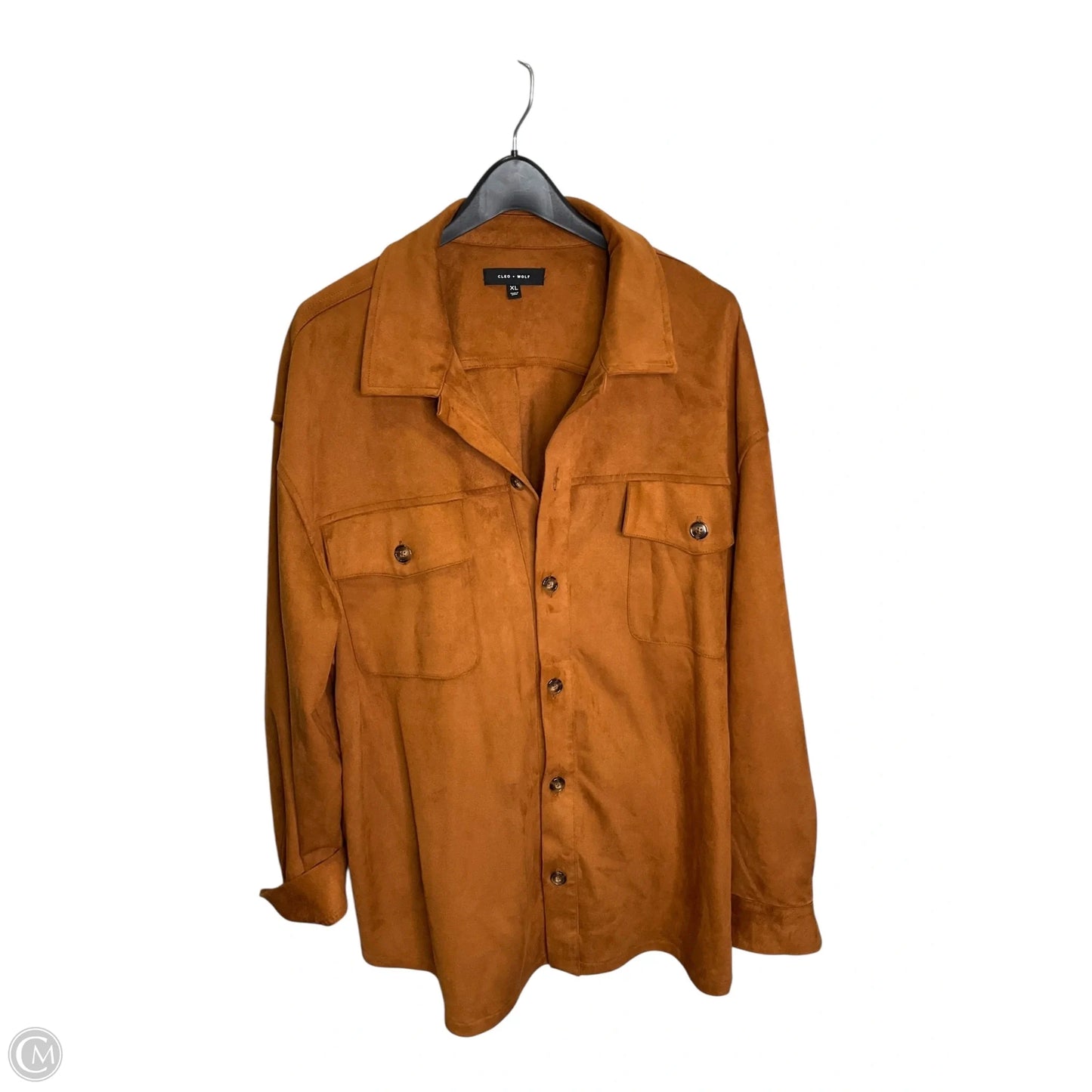 Jacket Shirt By Clothes Mentor In Brown, Size: Xl