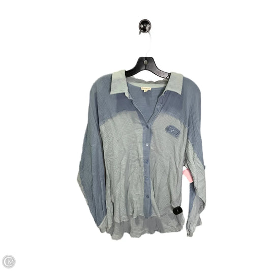 Top Long Sleeve By Hem & Thread In Blue, Size: M