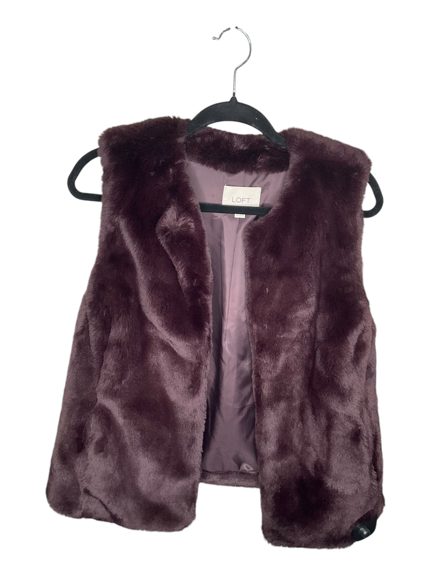 Vest Faux Fur & Sherpa By Loft In Burgundy, Size: Xs