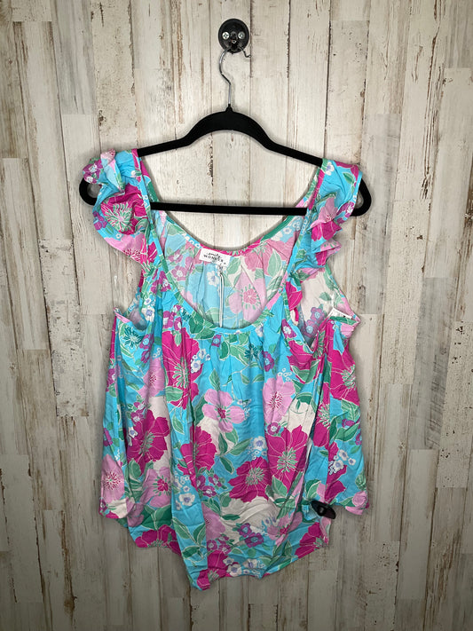 Floral Print Top Sleeveless Cmc, Size 1x