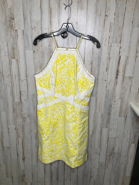 Dress Casual Short By Lilly Pulitzer In White & Yellow, Size: L