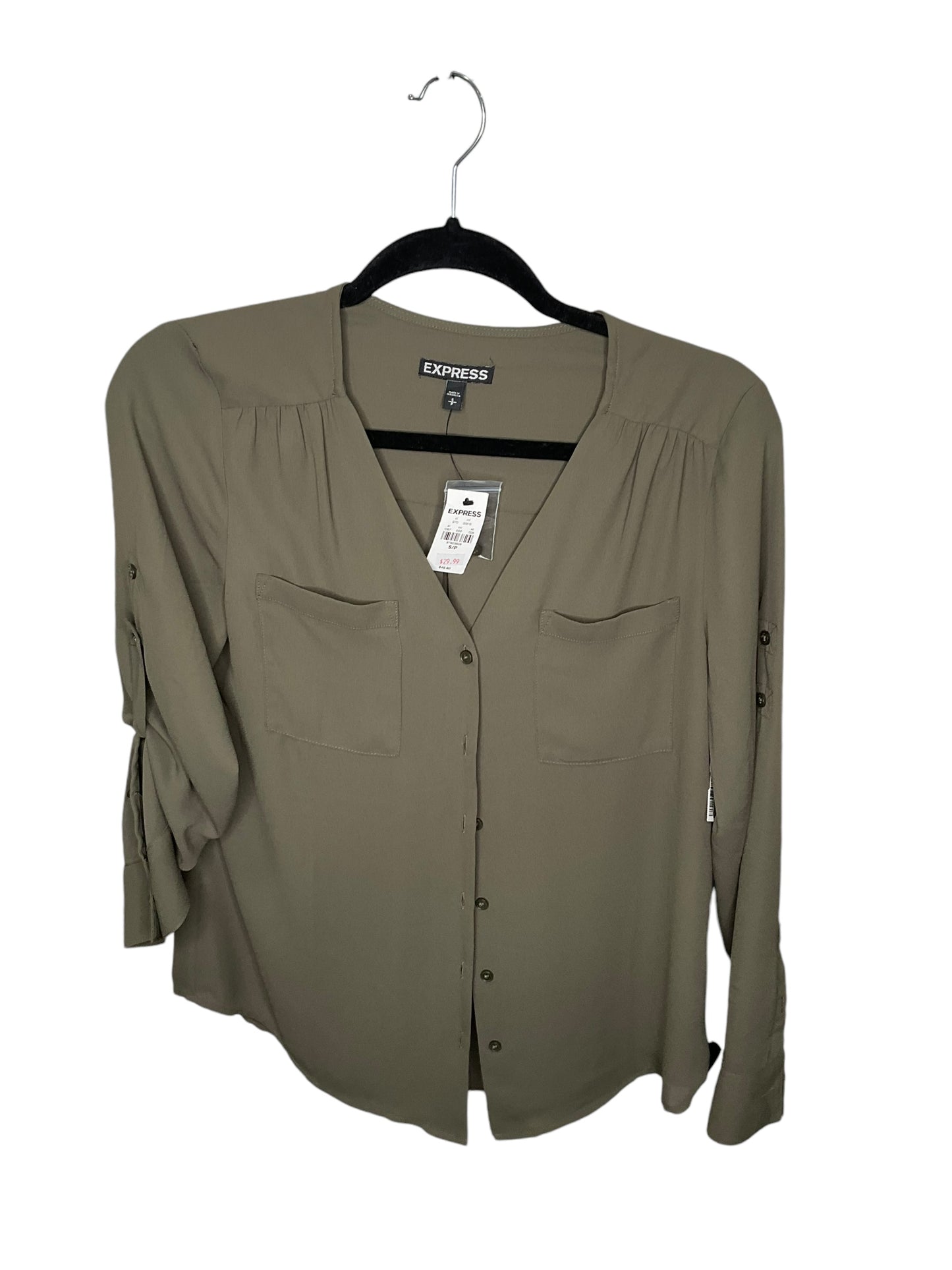 Top Long Sleeve By Express In Green, Size: S