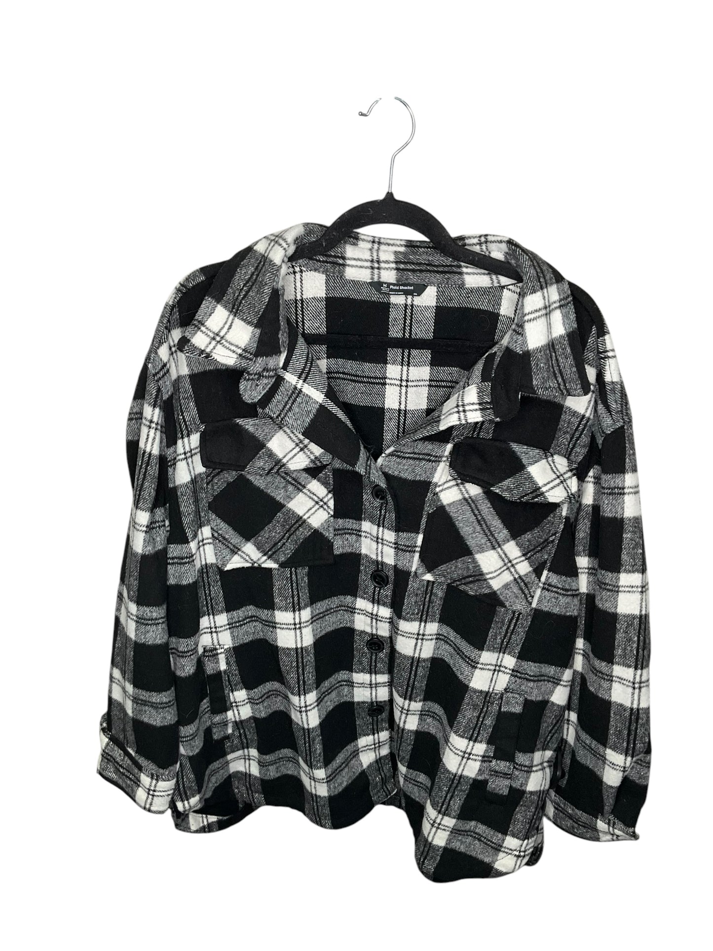 Jacket Shirt By Members Mark In Black & White, Size: Xxl