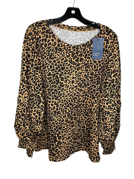 Top Long Sleeve By Crown And Ivy In Animal Print, Size: 3x
