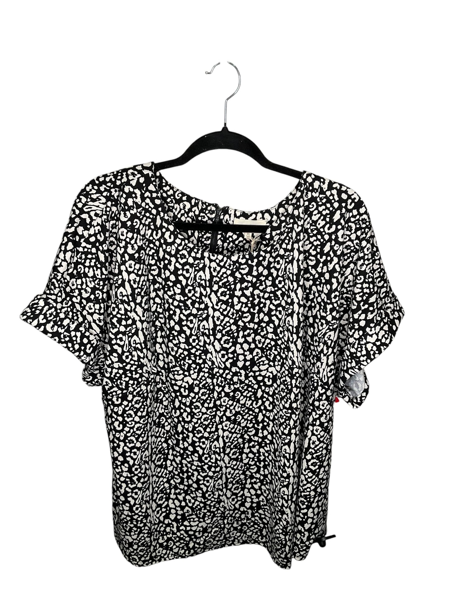 Top Short Sleeve By Melloday In Black & White, Size: 2x