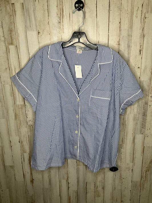 Blue & White Top Short Sleeve J. Crew, Size 3x