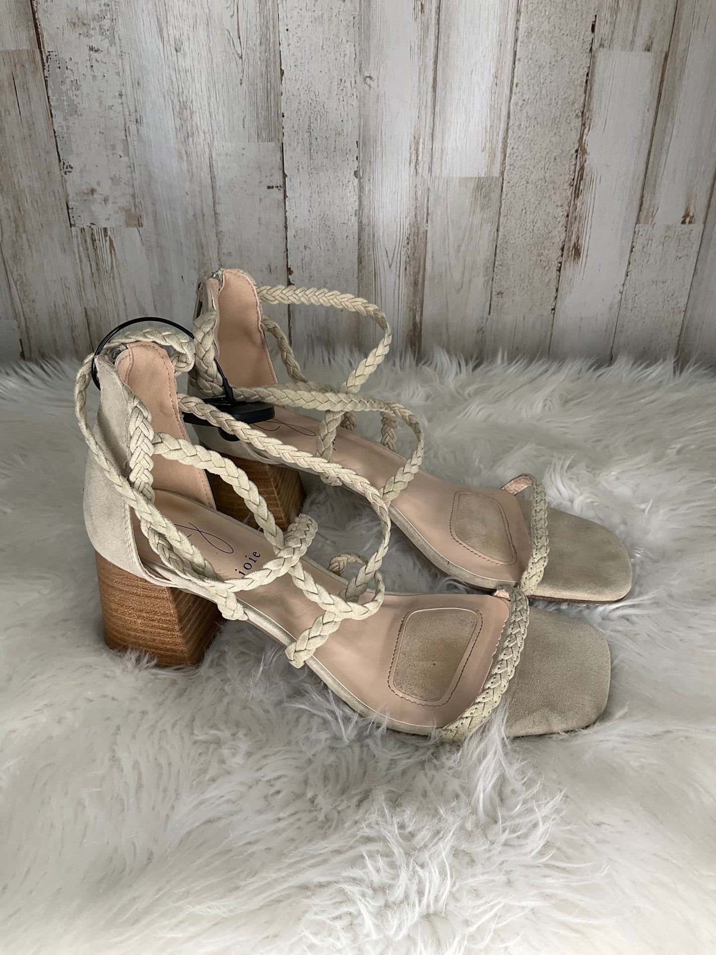 Taupe Sandals Heels Block Joie, Size 9.5