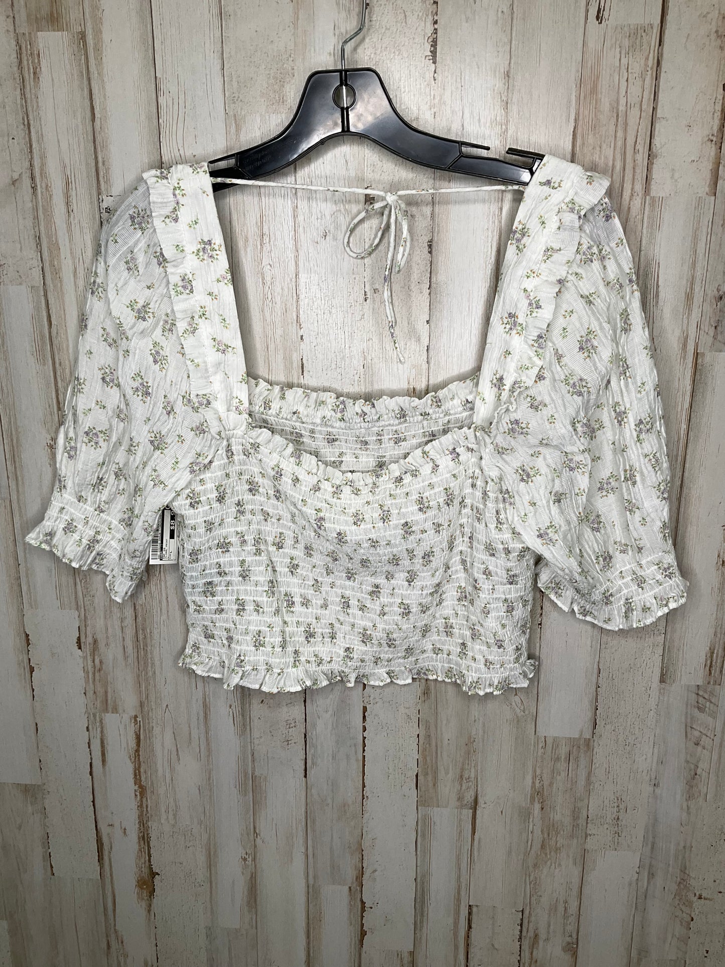 Floral Print Top Short Sleeve H&m, Size L