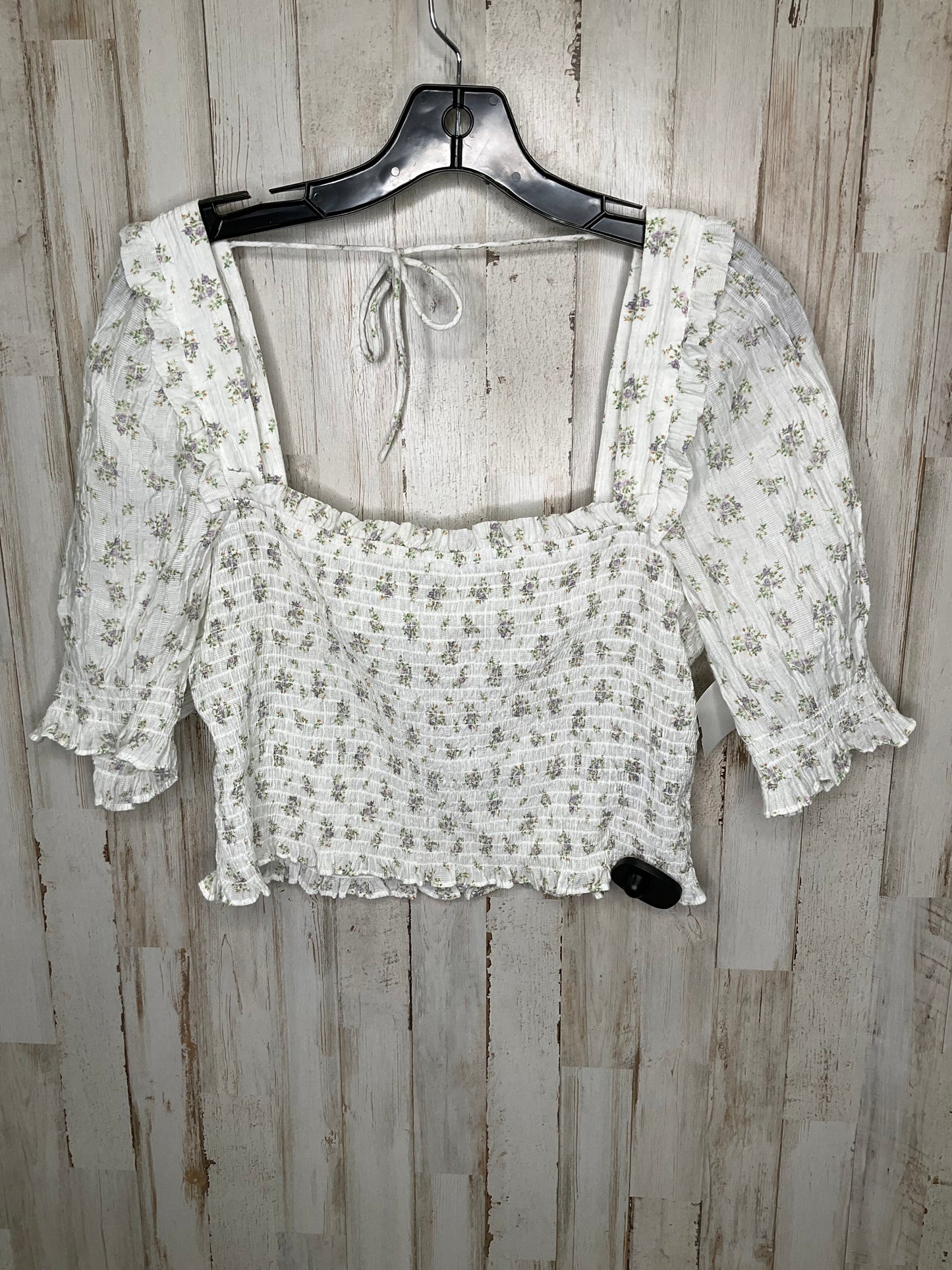 Floral Print Top Short Sleeve H&m, Size L