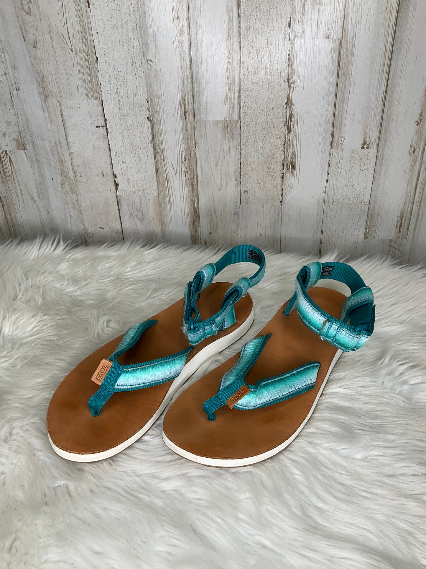 Blue Sandals Flats Teva, Size 7