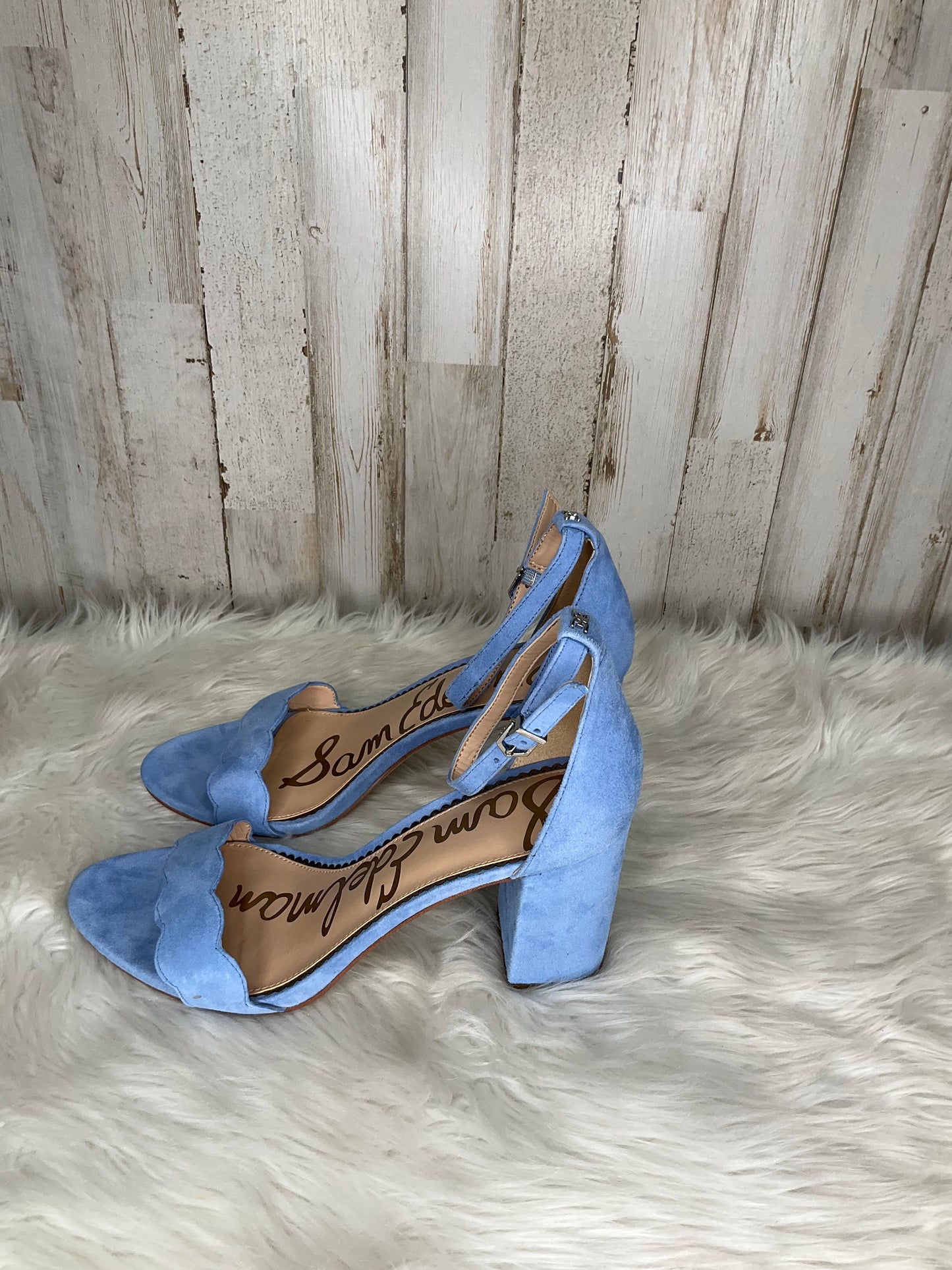 Blue Shoes Heels Block Sam Edelman, Size 8.5