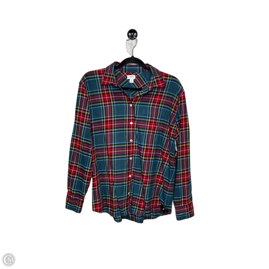 Top Long Sleeve By J. Crew In Plaid Pattern, Size: S