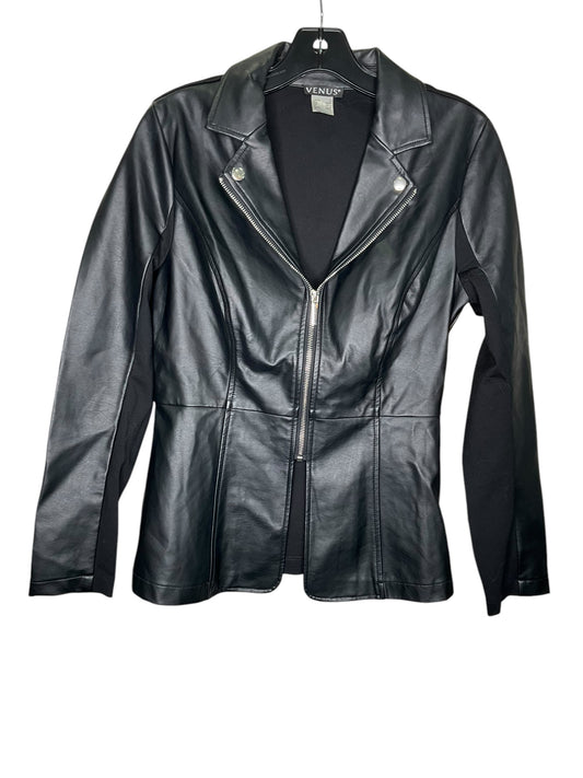 Jacket Leather By Venus In Black, Size: S