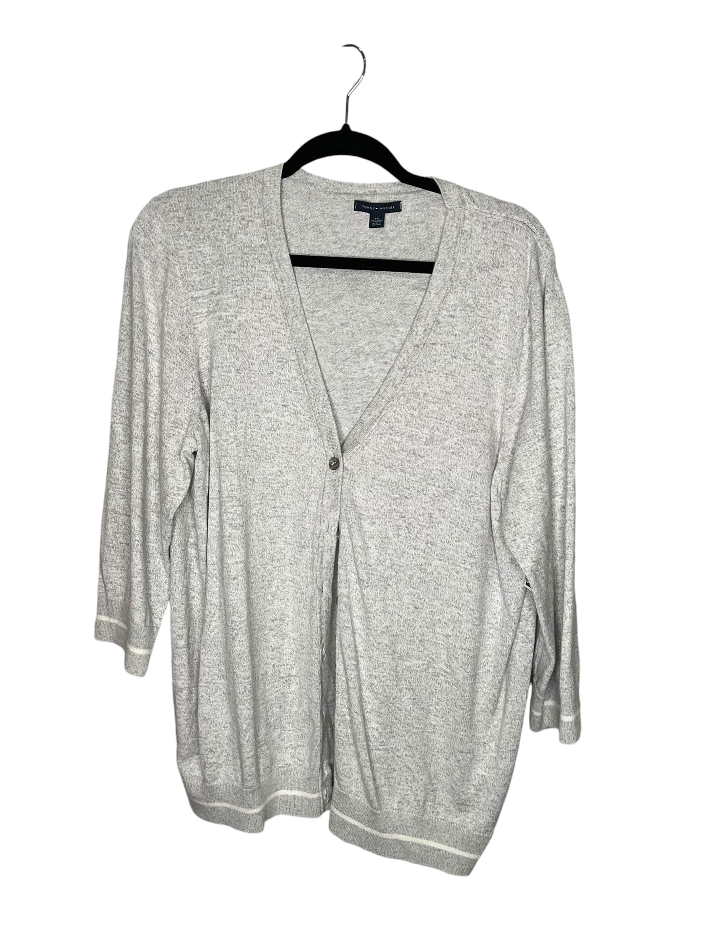 Sweater Cardigan By Tommy Hilfiger In Grey, Size: Xxl