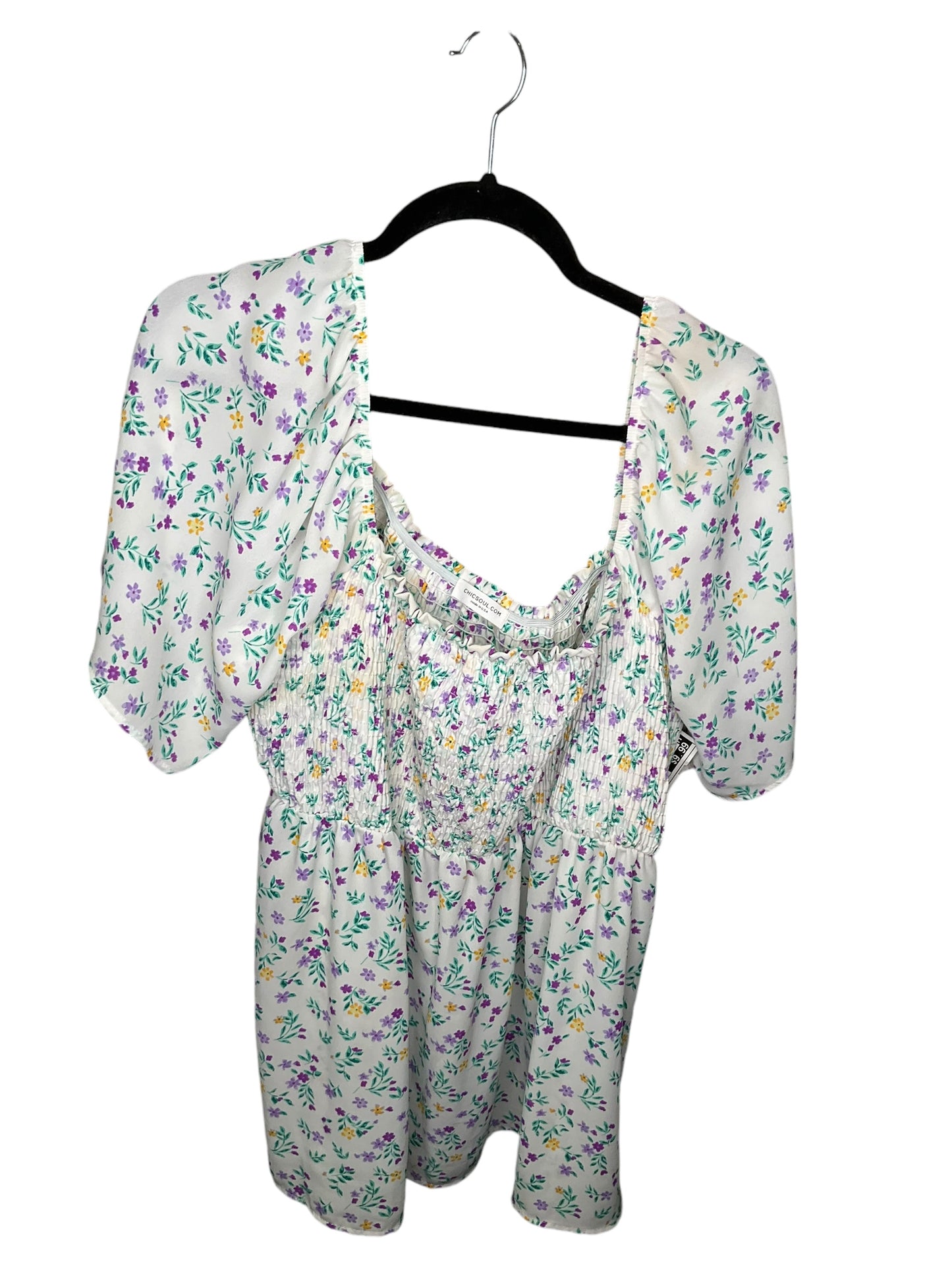 Top Short Sleeve By Chicsoul In Floral Print, Size: 3x