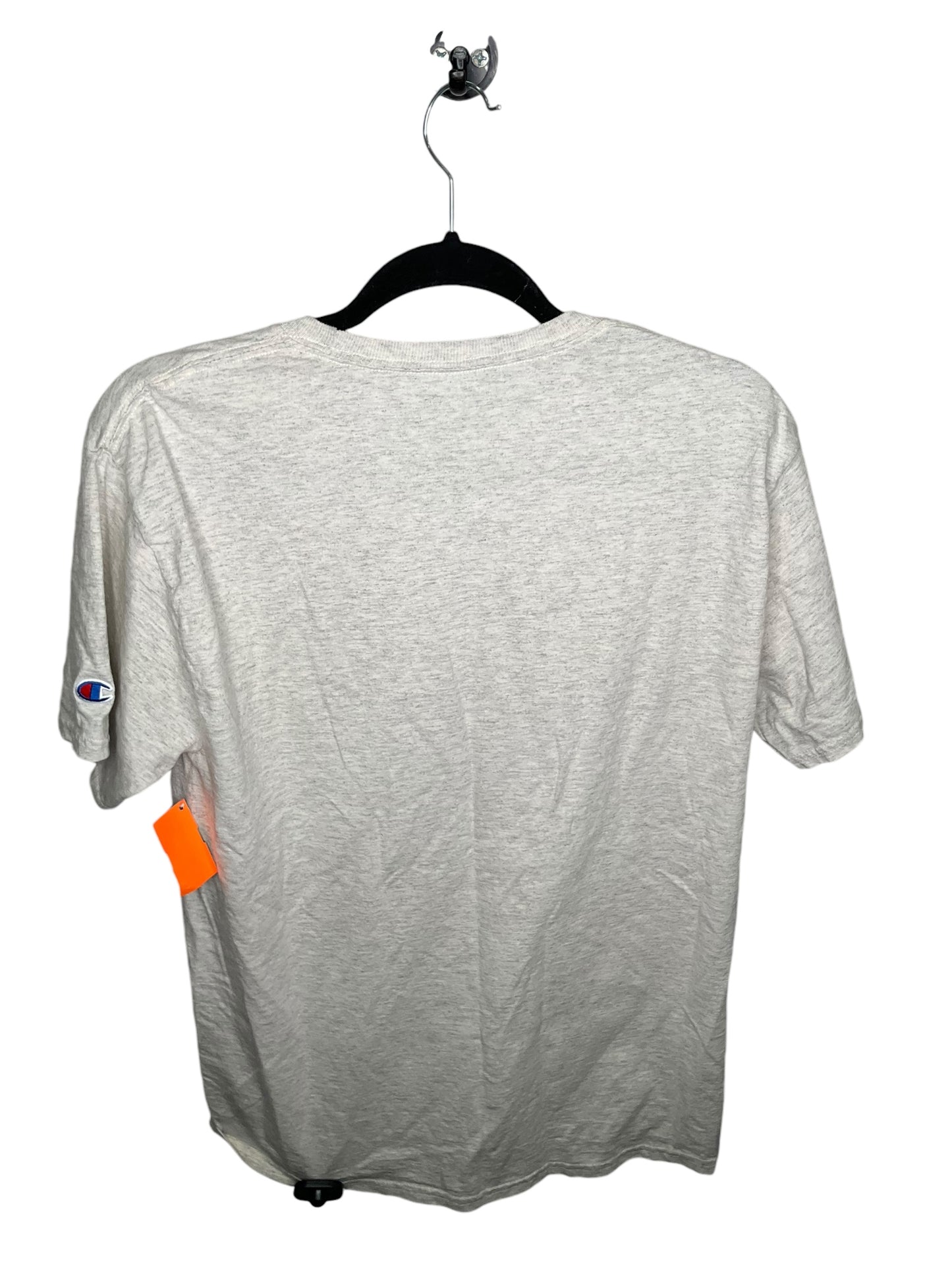 Top Short Sleeve By Champion In Grey & Orange, Size: M