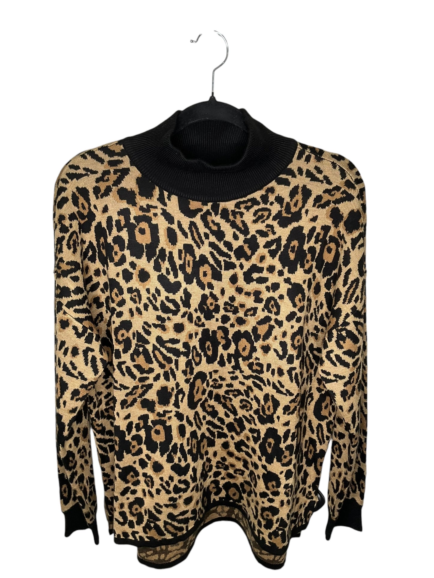 Top Long Sleeve By Calvin Klein In Leopard Print, Size: L