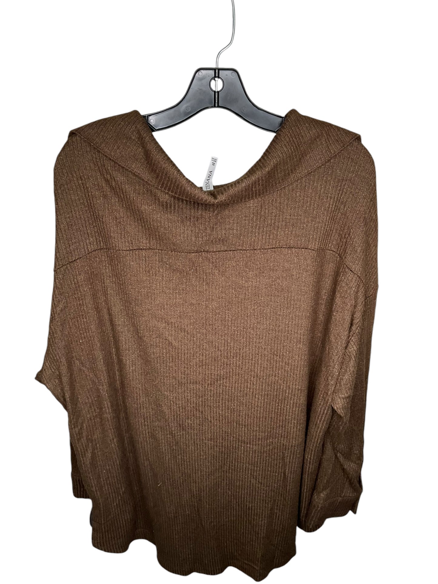 Top Long Sleeve By Zenana Outfitters In Brown, Size: Xl