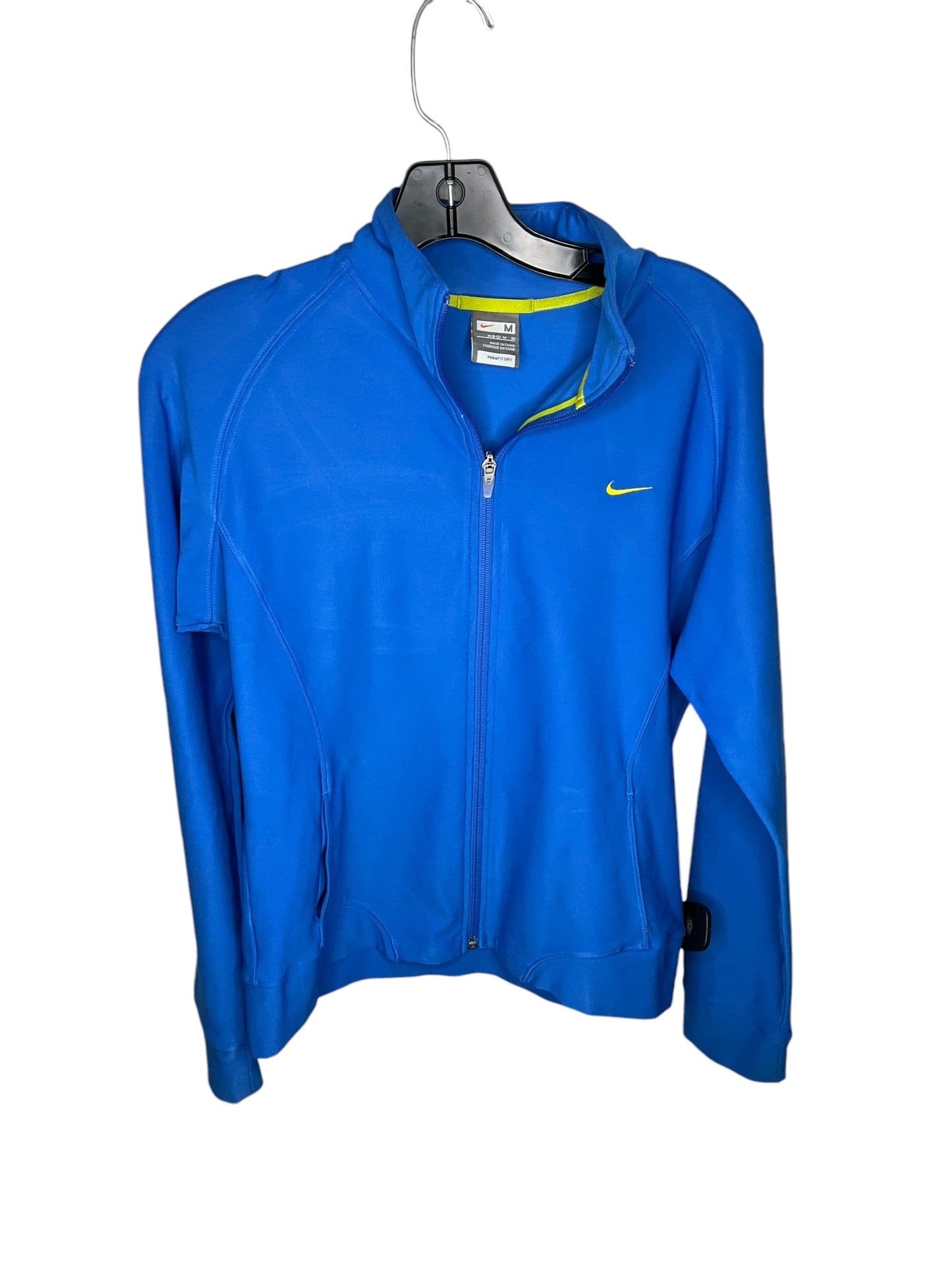 Athletic Top Long Sleeve Collar By Nike Apparel In Blue, Size: M