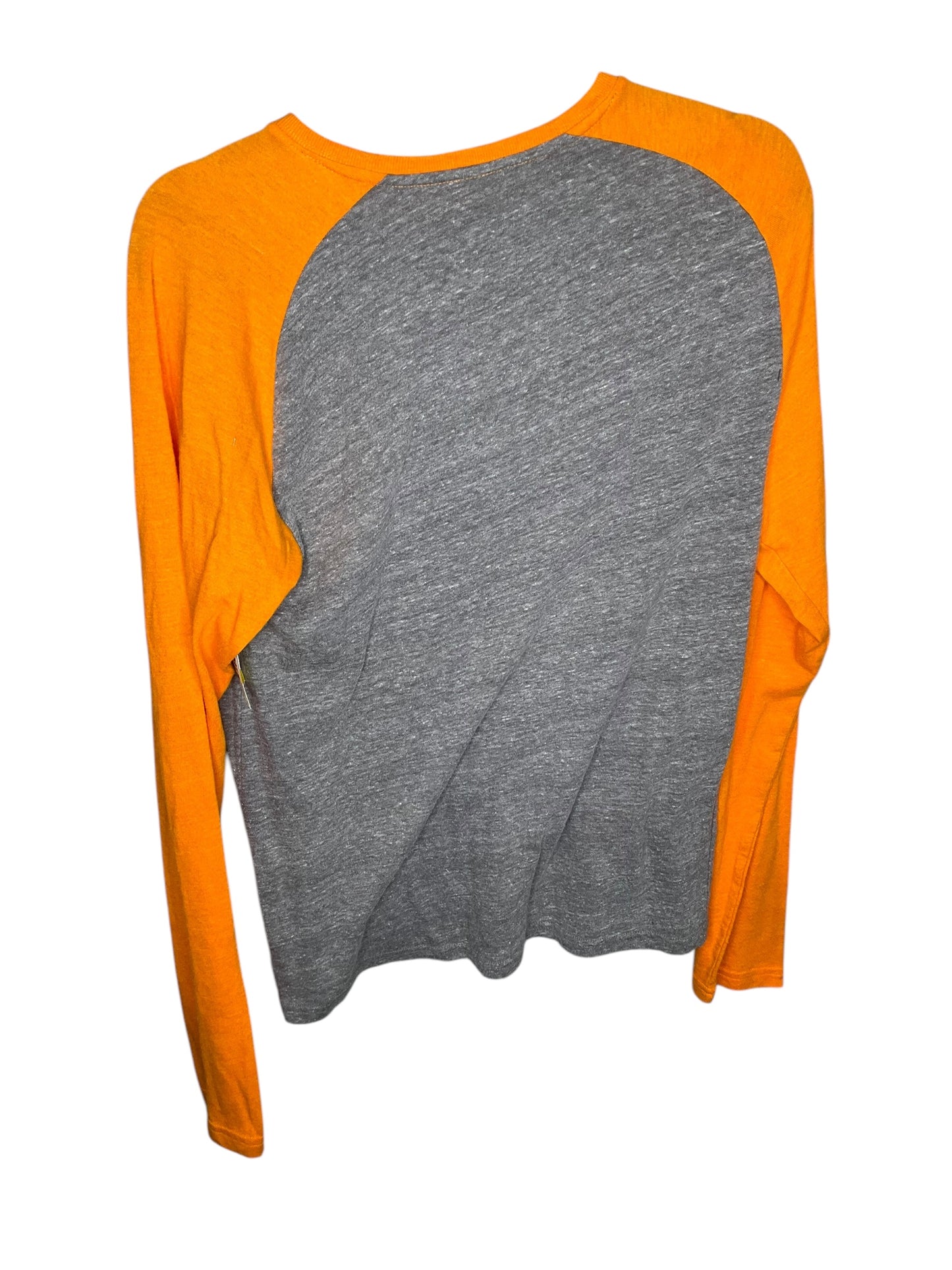 Top Long Sleeve By Adidas In Grey & Orange, Size: S