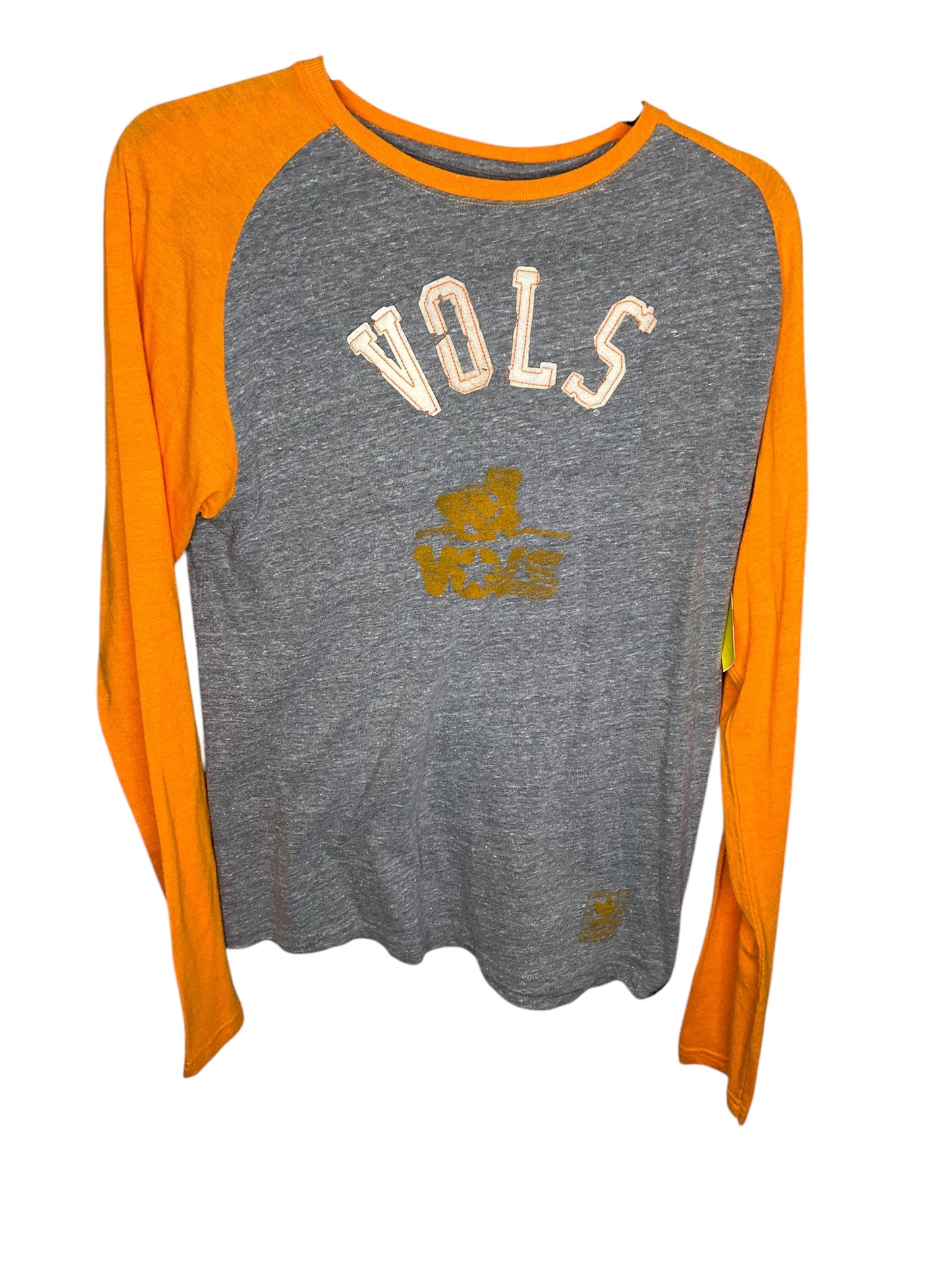 Top Long Sleeve By Adidas In Grey & Orange, Size: S